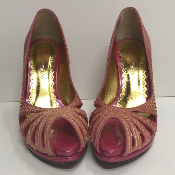 Francesco Sacco Made in Italy Pink Python Platform - Picture 1 of 5
